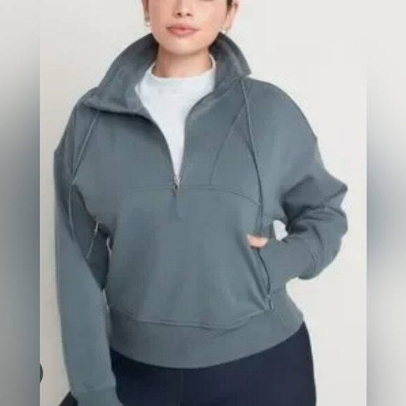 Women's Old Navy Ocean Shale Dynamic Fleece Half Zip Sweatshirt Top XXL - Picture 6 of 7